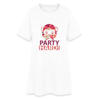 Party Hard - Frauen T-Shirt-Kleid - Weiß - Vorne