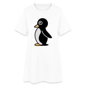 Minimalistischer Pinguin - Frauen T-Shirt-Kleid - Weiß - Vorne