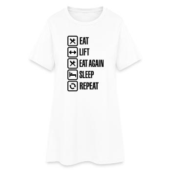 Eat - Lift - Eat again - Sleep - Repeat - Women’s T-Shirt Dress - white - Front