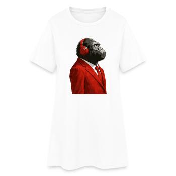 Gorilla im Anzug mit Kopfhörern - Frauen T-Shirt-Kleid - Weiß - Vorne