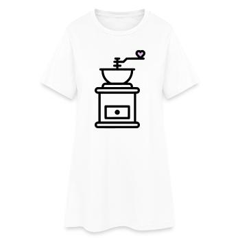 Coffee Love: Coffee Grinder with Heart Vector - Women’s T-Shirt Dress - white - Front