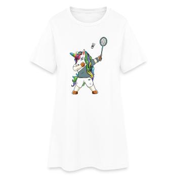 Dabping de la licorne de badminton : design sportif drôle - Robe T-shirt Femme - blanc - Devant