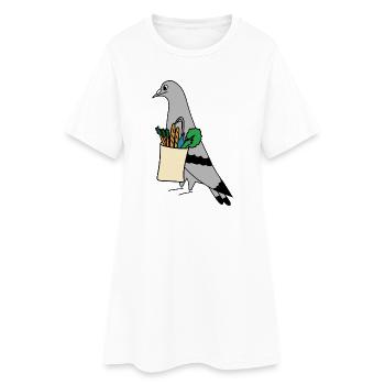 Sac d’épicerie Pigeon – Illustration minimaliste urbaine - Robe T-shirt Femme - blanc - Devant
