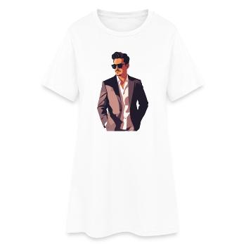 Gentleman Noir Powerlook Style urbain décontracté - Robe T-shirt Femme - blanc - Devant