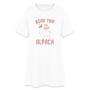 Alpaca My Jeep Funny Road Trip Alpaca Pun Design - Women’s T-Shirt Dress - white - Front