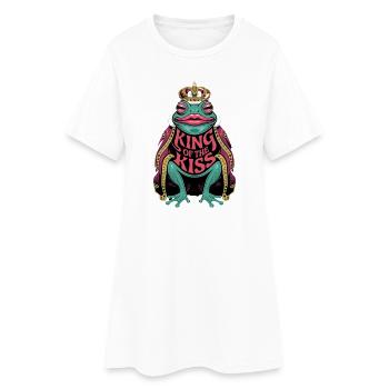 Roi du Baiser, Grenouille drôle, Prince Baiser Dire - Robe T-shirt Femme - blanc - Devant