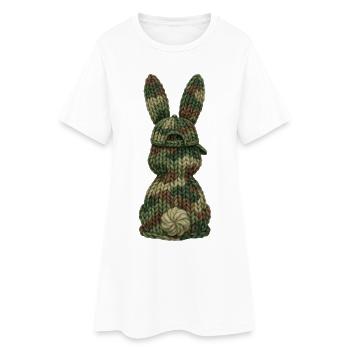 Lapin derrière Casquette Camouflage Casquette Camouflage - Robe T-shirt Femme - blanc - Devant