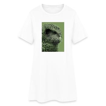 Kakapo Illustration in Grün - Frauen T-Shirt-Kleid - Weiß - Vorne