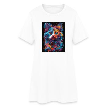 Cat_03 - Robe T-shirt Femme - blanc - Devant