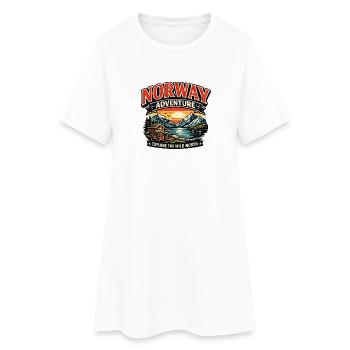 Norwegen-Abenteuer Nord - Frauen T-Shirt-Kleid - Weiß - Vorne