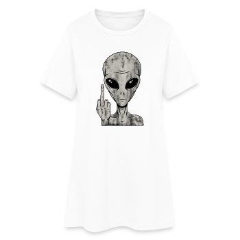 Extraterrestre va te faire foutre – Doigt d’honneur - Robe T-shirt Femme - blanc - Devant
