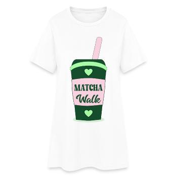 Matcha Tea Walk - Robe T-shirt Femme - blanc - Devant