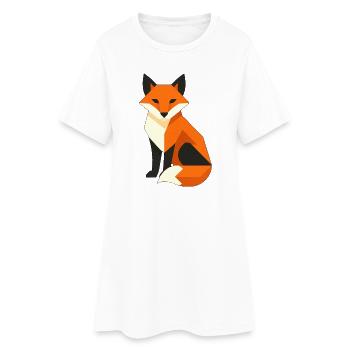 Renard géométrique – Conception du Renard Noir - Robe T-shirt Femme - blanc - Devant