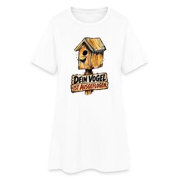 Dein Vogel ist ausgeflogen - Holzvogelhaus - Frauen T-Shirt-Kleid - Weiß - Vorne