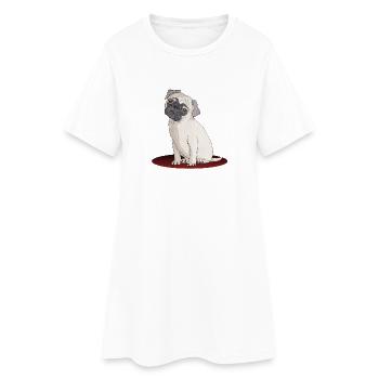 Süßer Designer Mops mit super Effekten - Frauen T-Shirt-Kleid - Weiß - Vorne