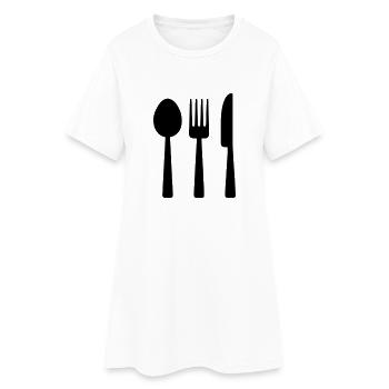 Couverts de table - Robe T-shirt Femme - blanc - Devant