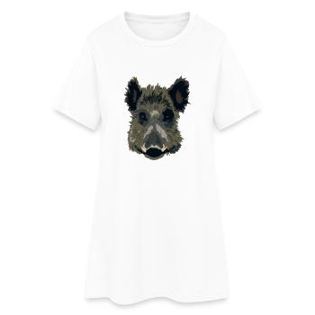Wilsau oder Wildschwein als Geschenk - Frauen T-Shirt-Kleid - Weiß - Vorne