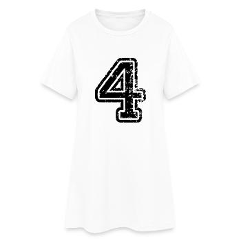 4 - Nummer - Frauen T-Shirt-Kleid - Weiß - Vorne