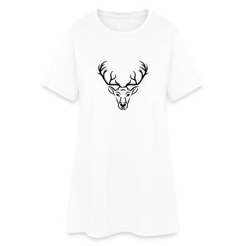 Hirsch - Frauen T-Shirt-Kleid - Weiß - Vorne