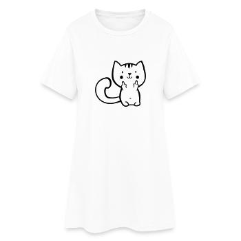 Fuck off kitty - cat finger - Cat - Kitty - Women’s T-Shirt Dress - white - Front