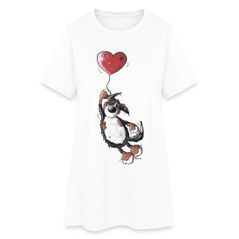 Bouvier bernois avec le coeur - Robe T-shirt Femme - blanc - Devant