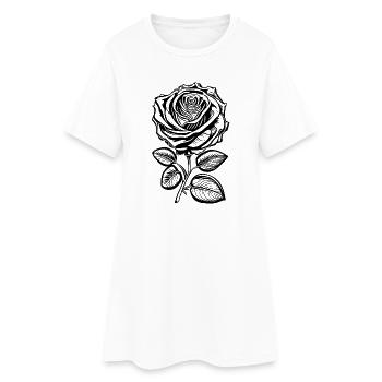 Romantische Rose - Frauen T-Shirt-Kleid - Weiß - Vorne