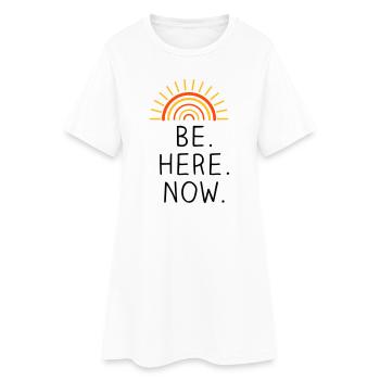Be Here Now dreifarbig - Frauen T-Shirt-Kleid - Weiß - Vorne