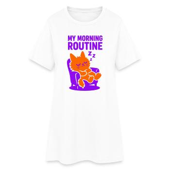 Morning Routine Cat #1 - Frauen T-Shirt-Kleid - Weiß - Vorne