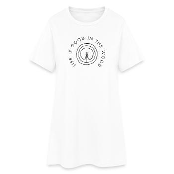 Life is good in the wood - Frauen T-Shirt-Kleid - Weiß - Vorne