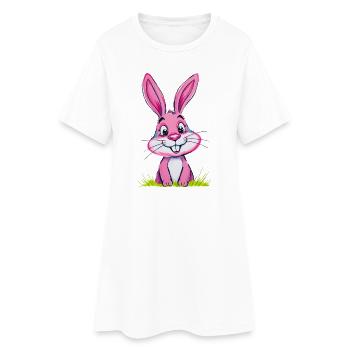 Lapin de Pâques Rose - Robe T-shirt Femme - blanc - Devant