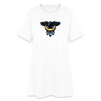 Nachtadler über Mondkrescent - Frauen T-Shirt-Kleid - Weiß - Vorne
