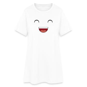 Happy Smile Smiley - Frauen T-Shirt-Kleid - Weiß - Vorne