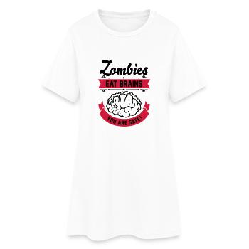Zombies eat Brains you are safe! - Frauen T-Shirt-Kleid - Weiß - Vorne