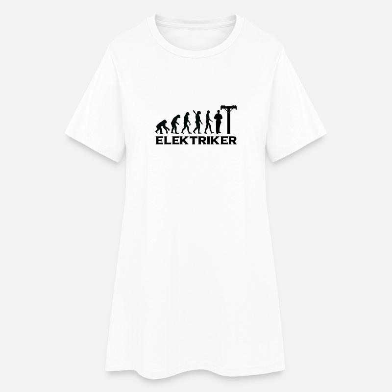 evolution ELEKTRIKER BlackText - Frauen T-Shirt-Kleid - Weiß