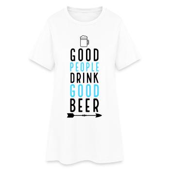 Bier - Frauen T-Shirt-Kleid - Weiß - Vorne