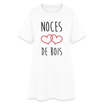 Noces de bois – 5 ans de mariage - Robe T-shirt Femme - blanc - Devant