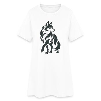 Geometric Wolf – Silhouette - Women’s T-Shirt Dress - white - Front