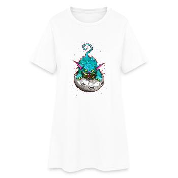 SPACE CAT - Frauen T-Shirt-Kleid - Weiß - Vorne