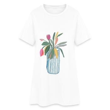 Bouquet coloré dans un motif de tulipes en vase - Robe T-shirt Femme - blanc - Devant