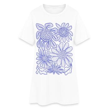 Floral Linework Bloom - Women’s T-Shirt Dress - white - Front