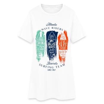 Blue Waves and Atlantic Surfing - Women’s T-Shirt Dress - white - Front