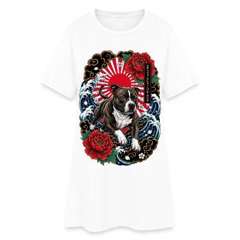 Staffordshire Bull Terrier im Japan Tattoo Stil - Frauen T-Shirt-Kleid - Weiß - Vorne