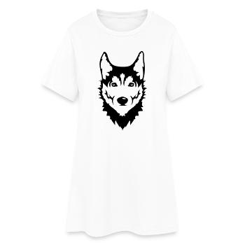 A la tête d'un chien Husky sibérien - Robe T-shirt Femme - blanc - Devant