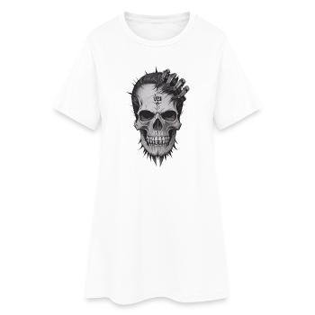 Cool Skull - Frauen T-Shirt-Kleid - Weiß - Vorne