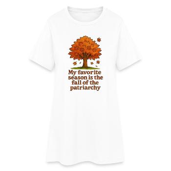 Herbstbaum: Fall des Patriarchats - Frauen T-Shirt-Kleid - Weiß - Vorne