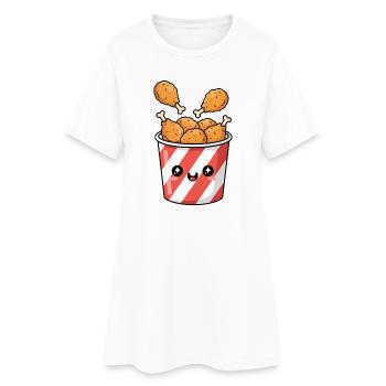 Kawaii Fried Chicken Bucket - Women’s T-Shirt Dress - white - Front