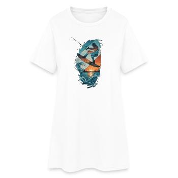Sunset Waves Kiteboard Portrait - Robe T-shirt Femme - blanc - Devant