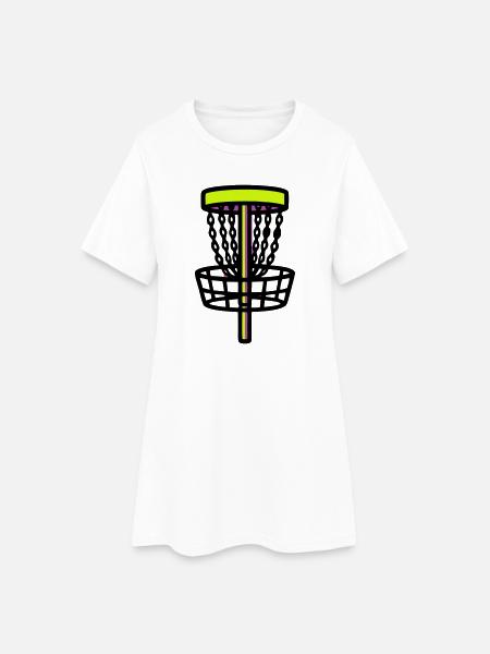 Discgolf Korb Ziel Logo - Frauen T-Shirt-Kleid - Weiß