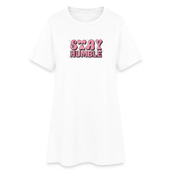 Stay Humble Police à bulles roses - Robe T-shirt Femme - blanc - Devant