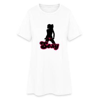 Sexy - Frauen T-Shirt-Kleid - Weiß - Vorne